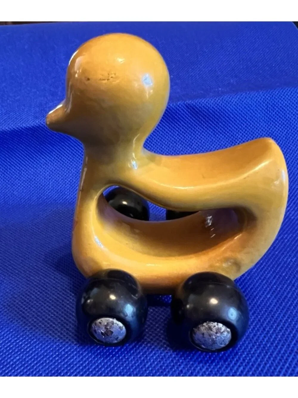 Steiff Knopf Im Our Duck Toy Laquer Painted Wood Rolling Wheels MCM Design